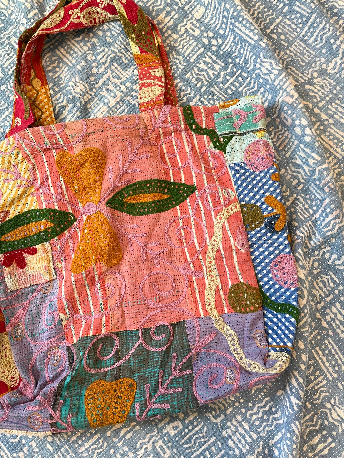 Suzani Embroidered Kantha Tote