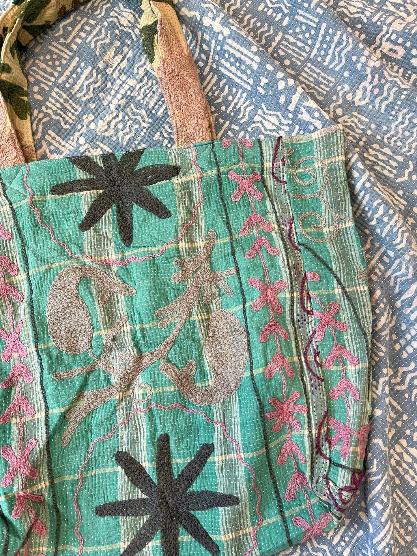 Suzani Embroidered Kantha Tote