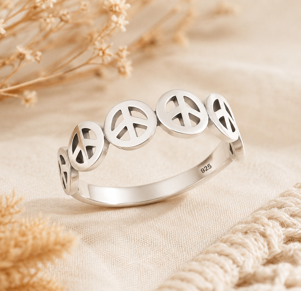 Sterling PEACE Ring