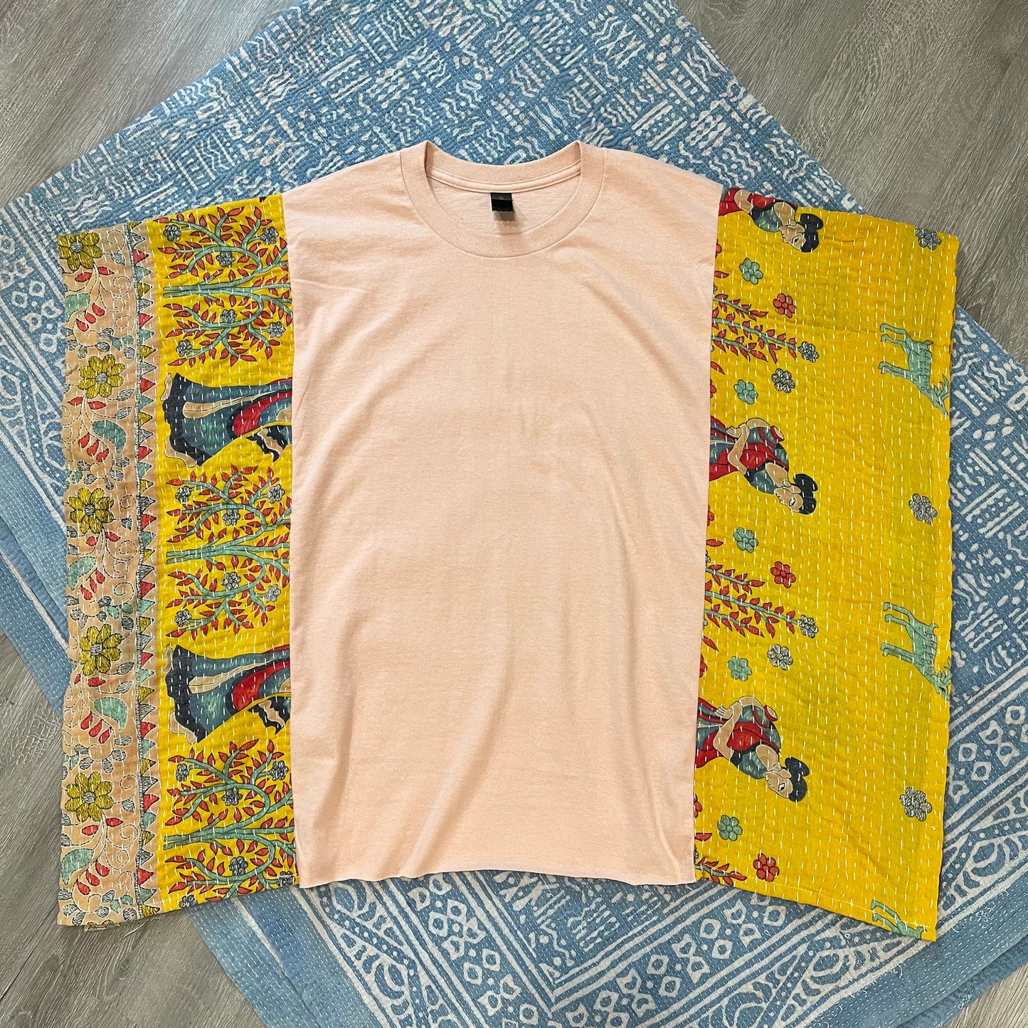 Cotton Kantha Tee (Blush Peach) S-XL