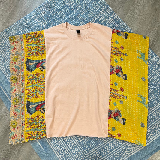 Cotton Kantha Tee (Blush Peach) S-XL