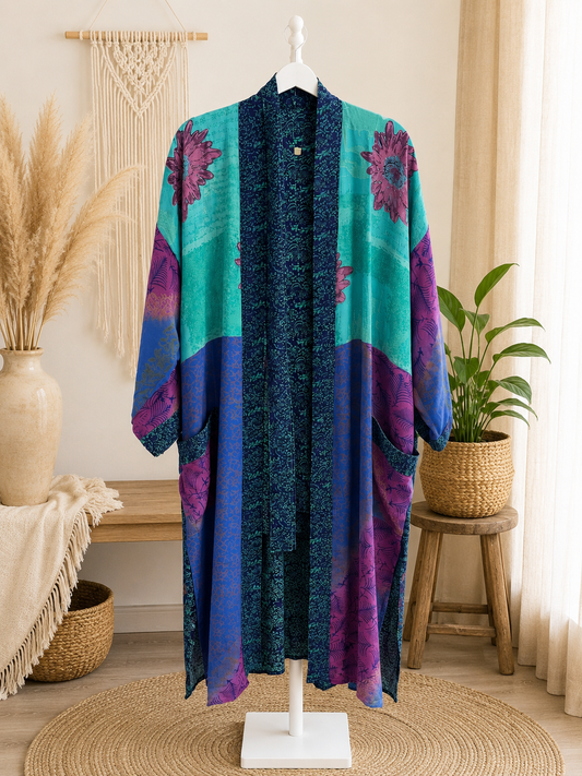 Mystic Tide Crepe Silk Kimono