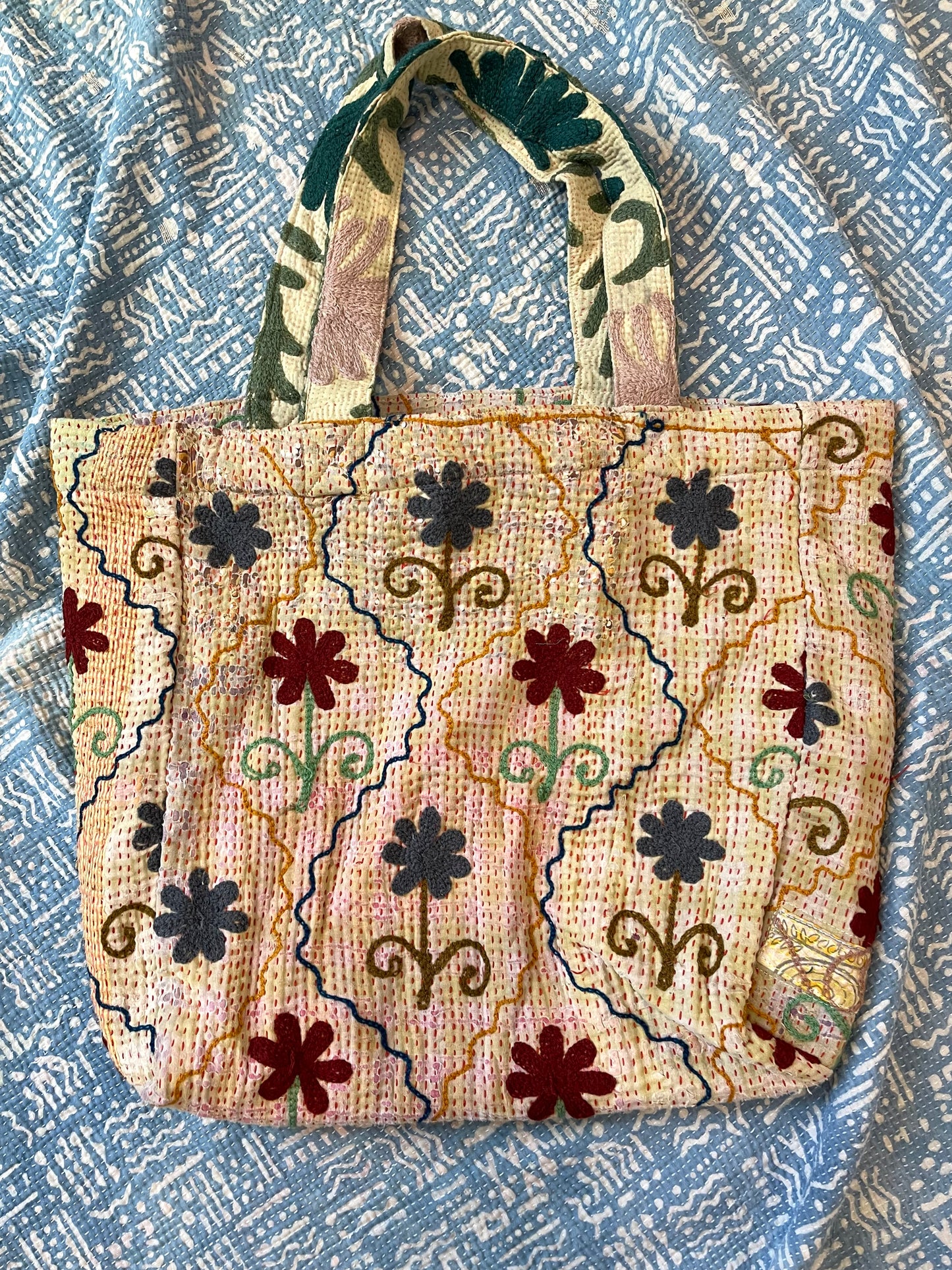 Suzani Embroidered Kantha Tote