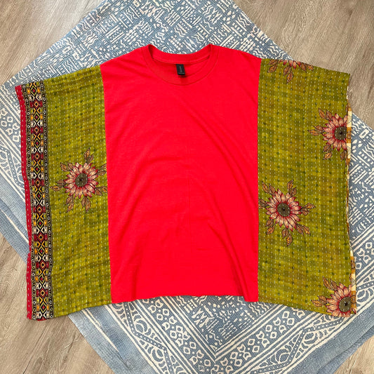 Cotton Kantha Tee (Scarlet) S-XL