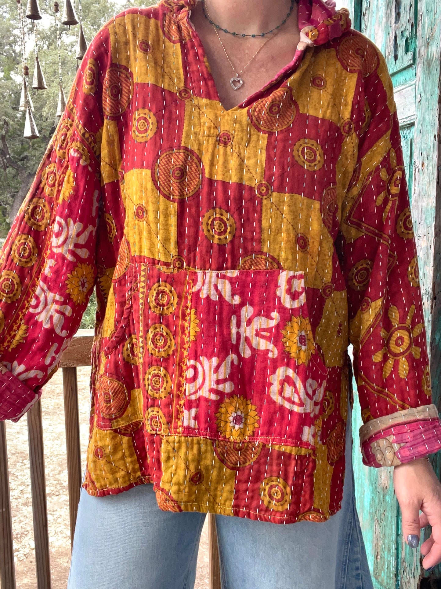 Good Vibes Kantha Hoodie S-L