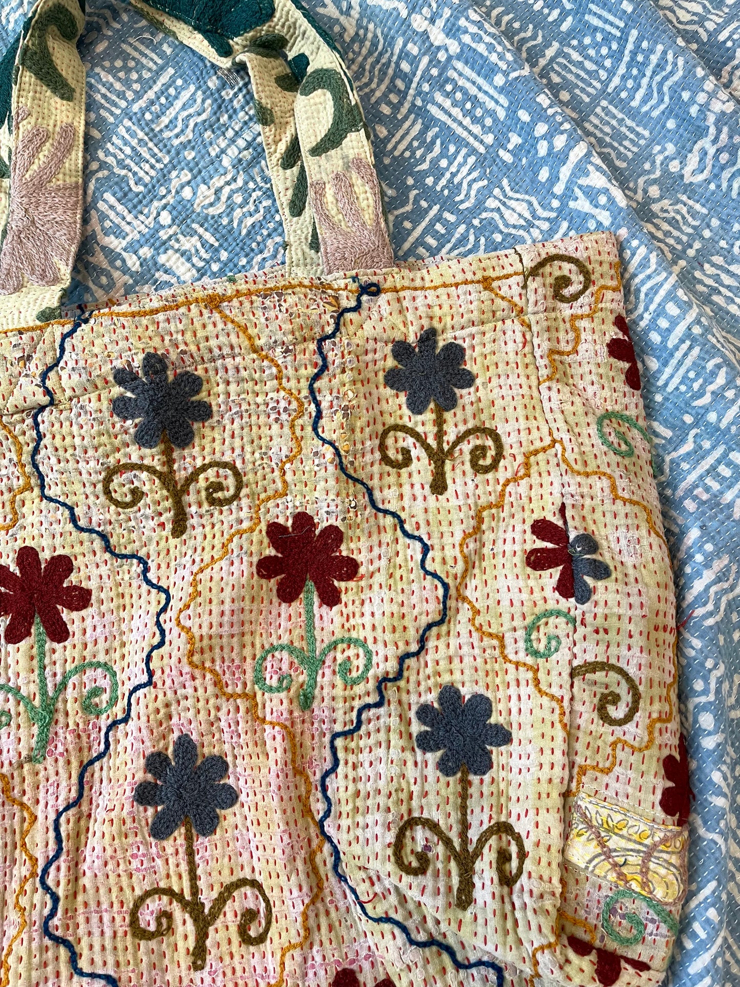 Suzani Embroidered Kantha Tote
