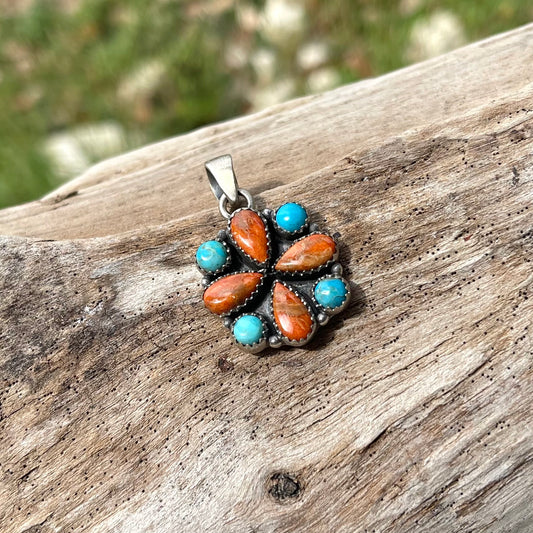 SS Coral & Turquoise Pendant