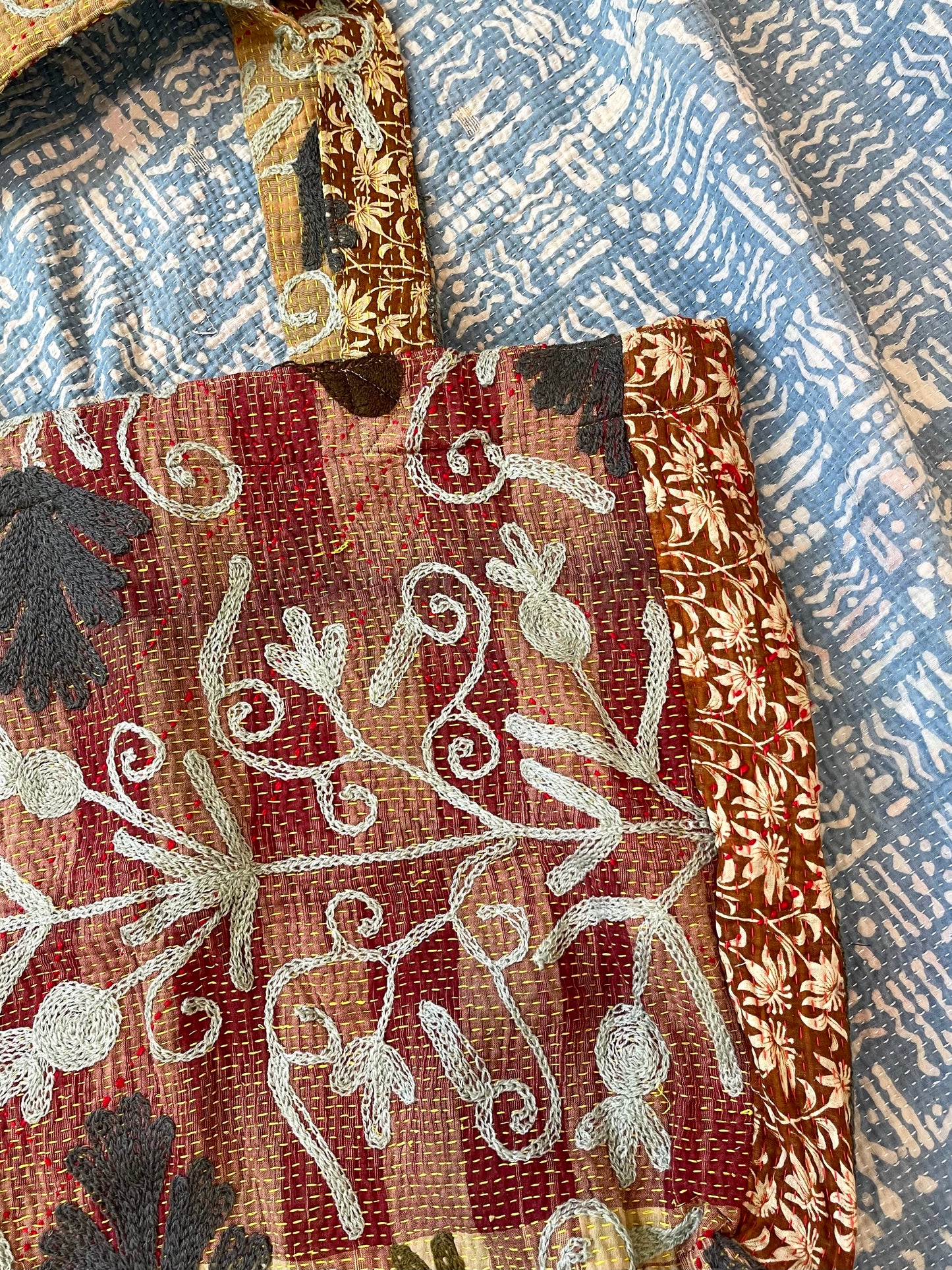 Suzani Embroidered Kantha Tote