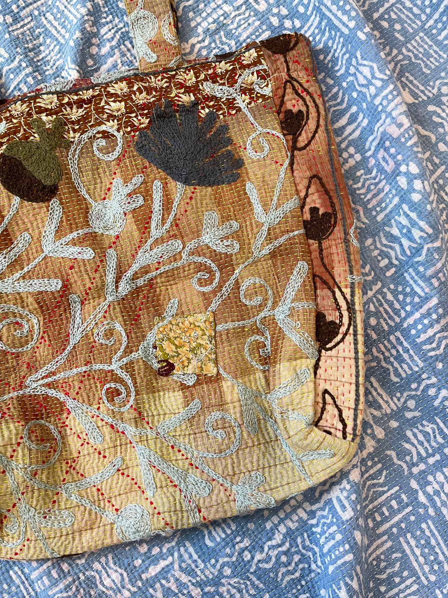 Suzani Embroidered Kantha Tote
