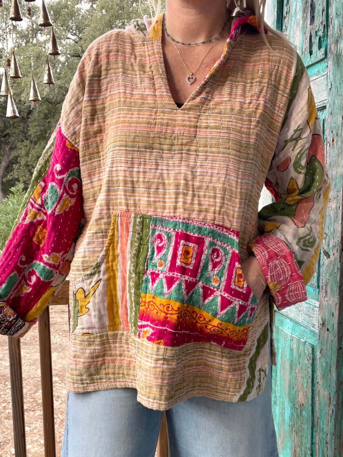 Good Vibes Kantha Hoodie S-L