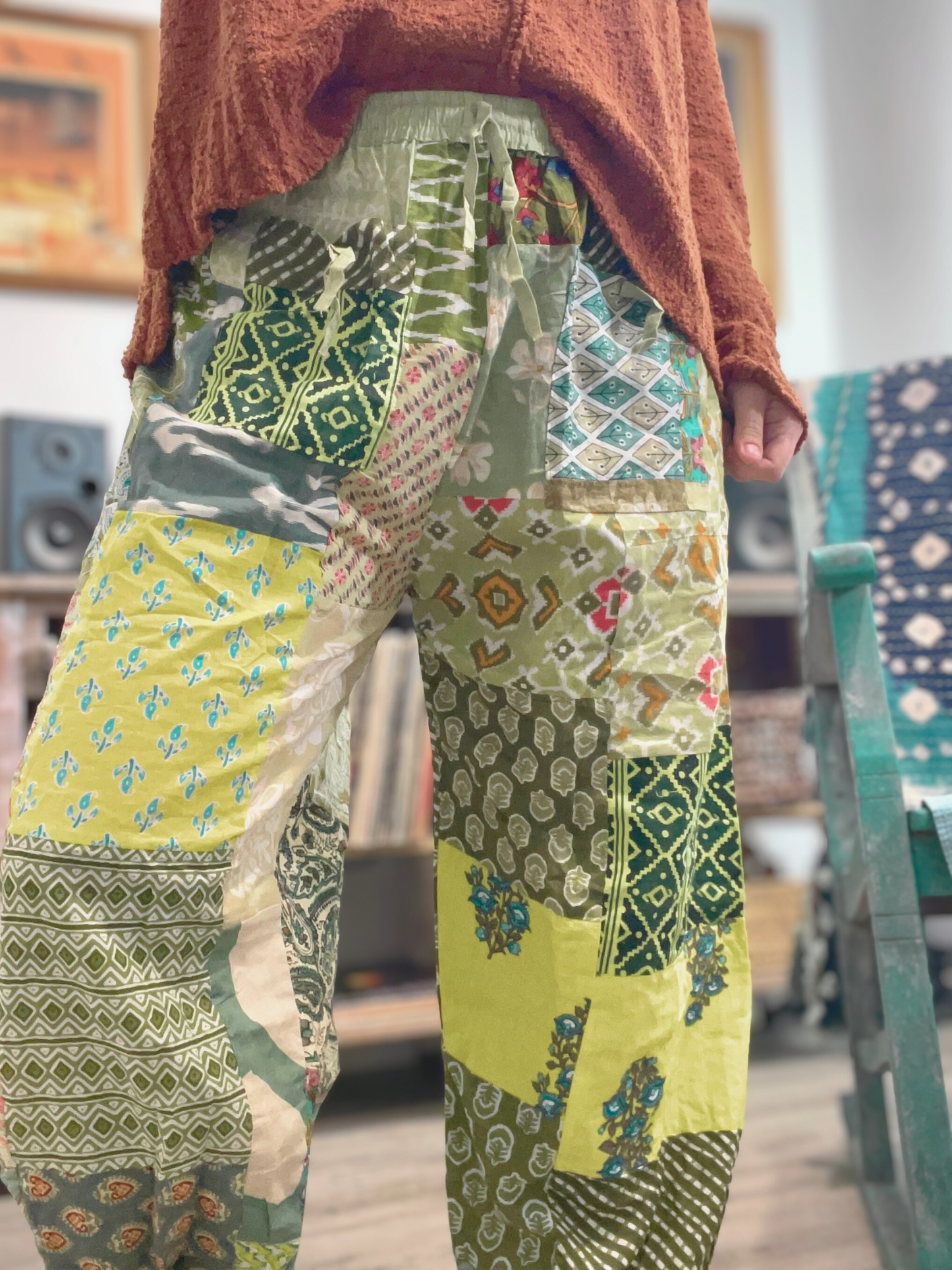 GREEN Patchwork Joggers S-L