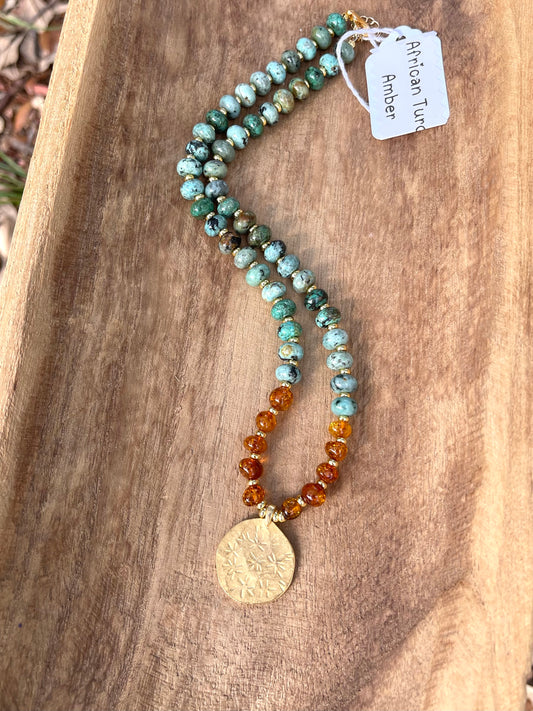 Gold Medallion Gemstone Necklace
