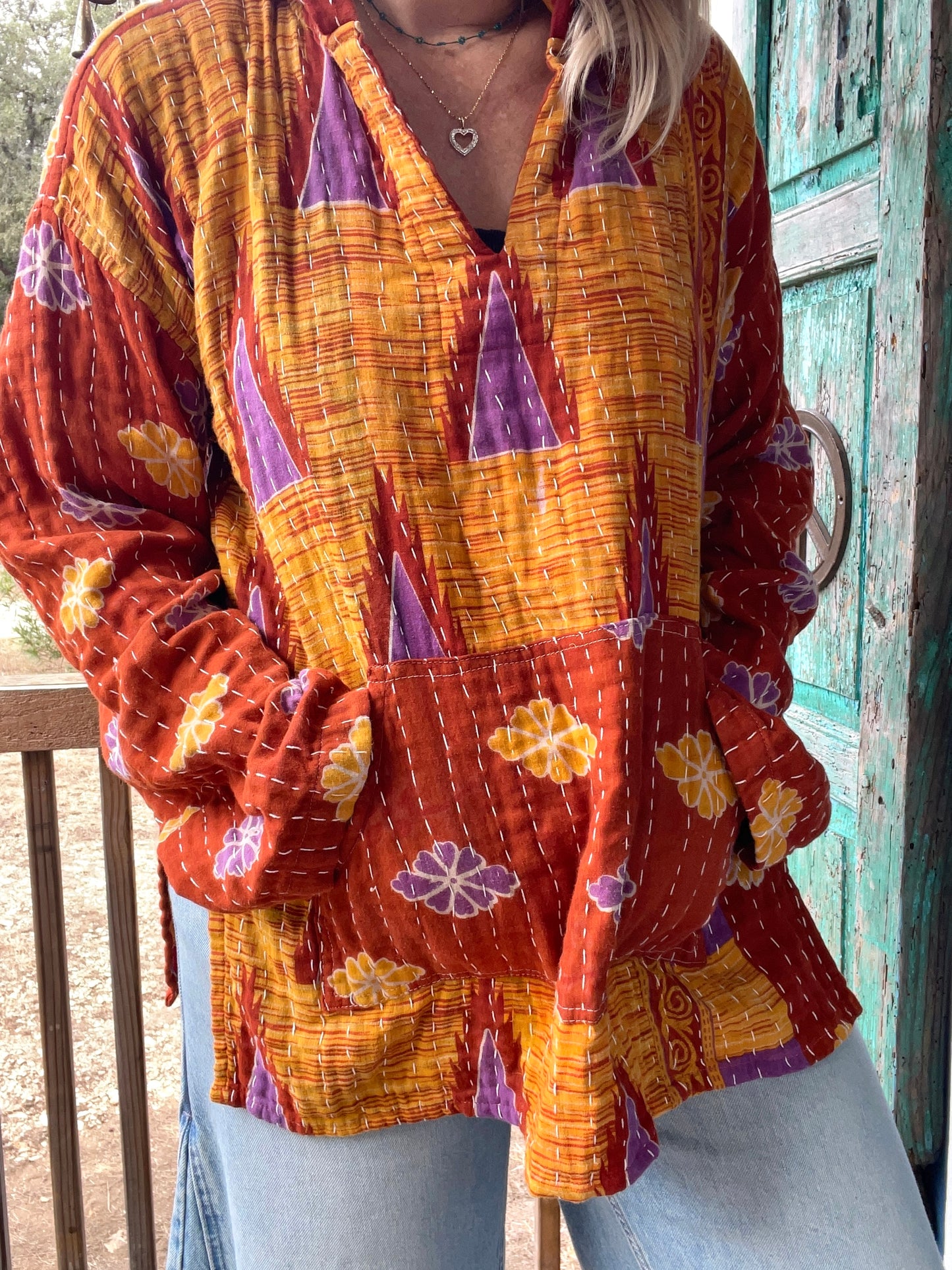 Good Vibes Kantha Hoodie S-L