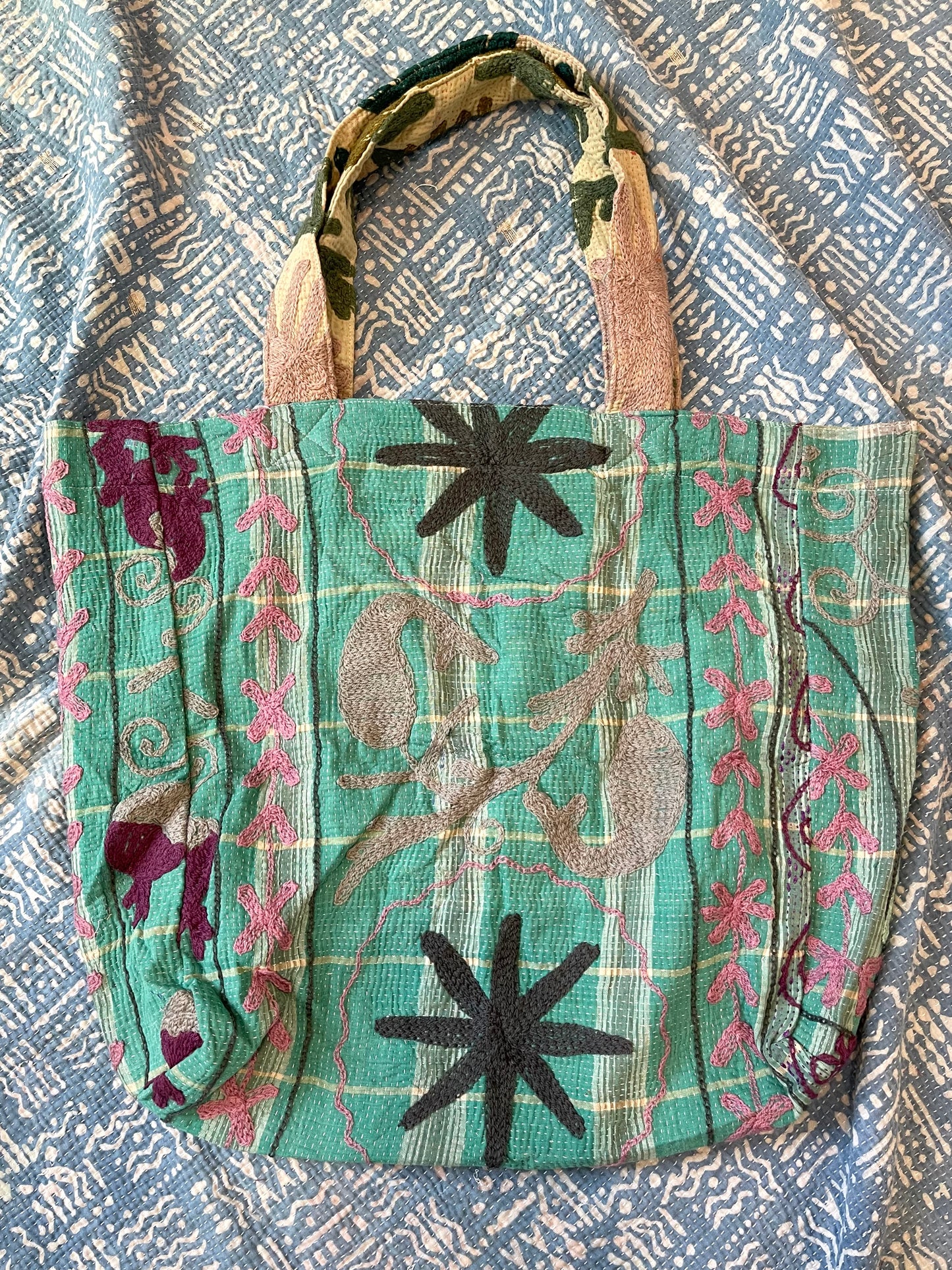 Suzani Embroidered Kantha Tote