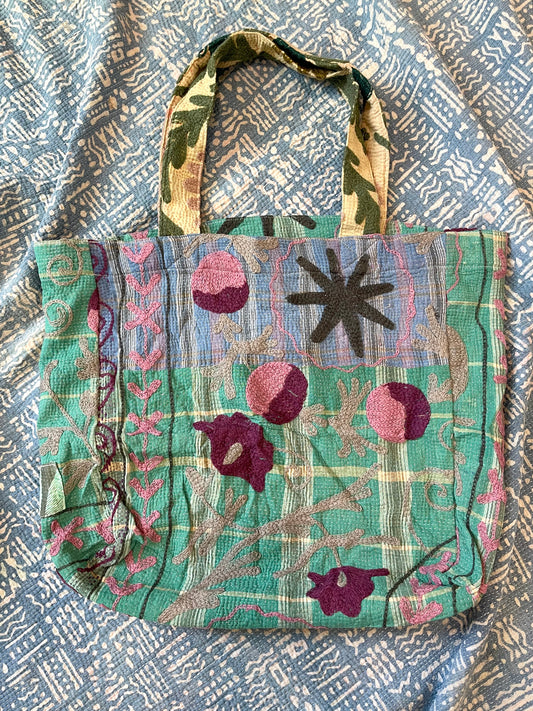 Suzani Embroidered Kantha Tote