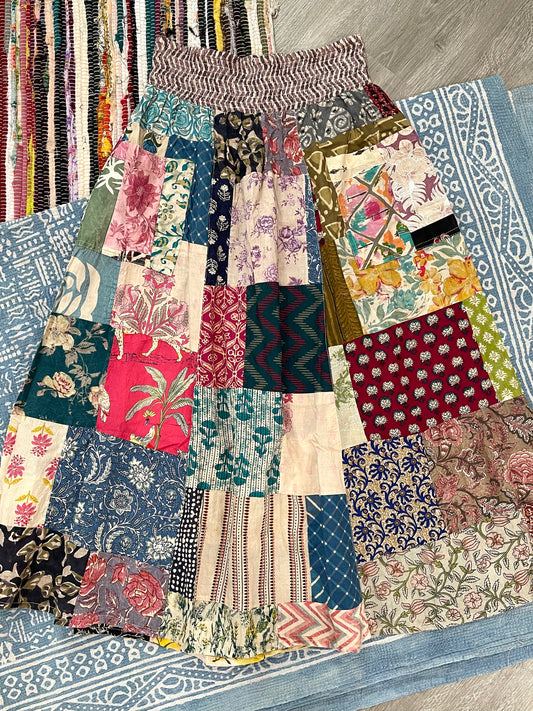 Pretty in Patchwork Skirt - One of a Kind S-L