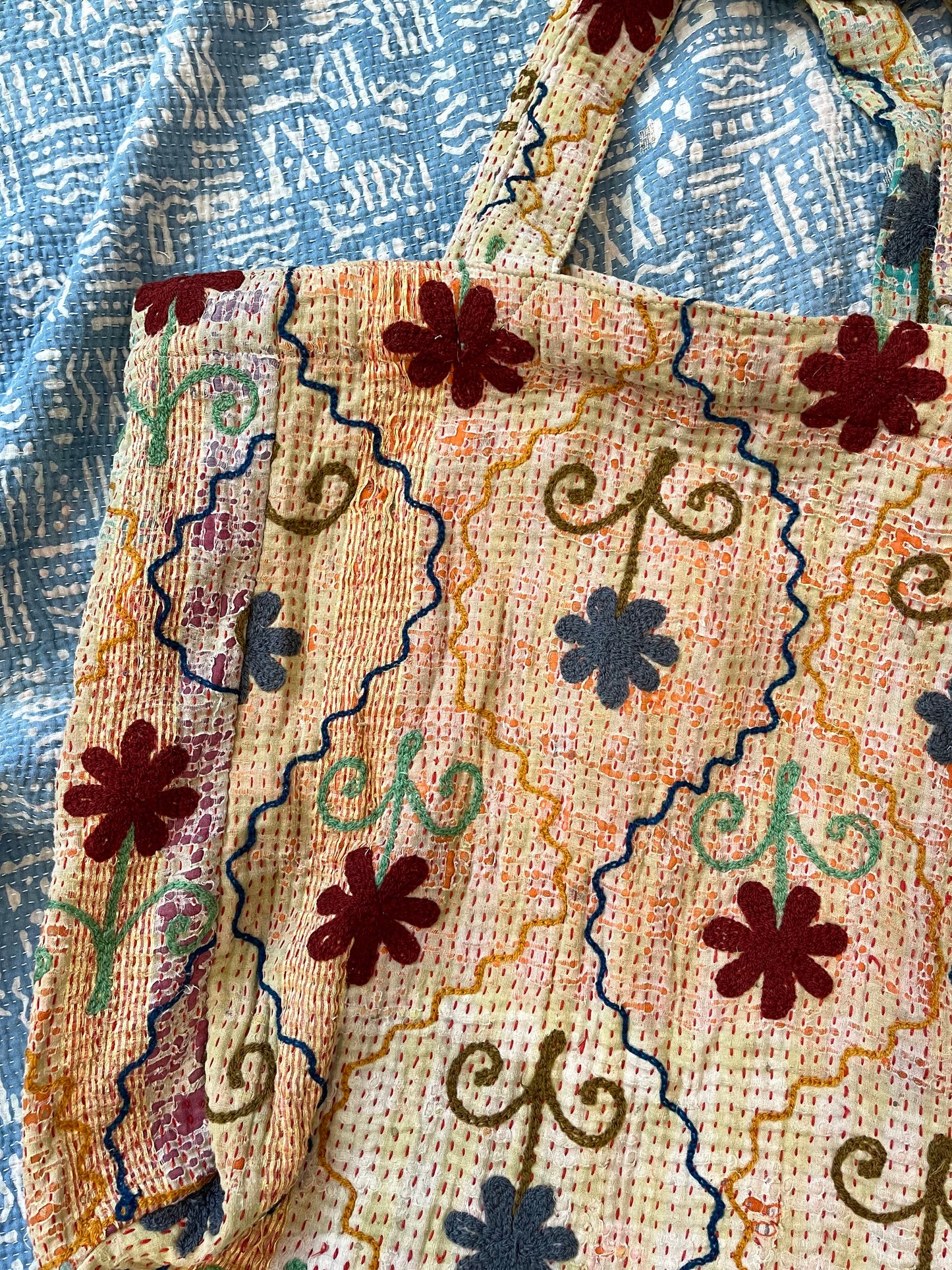 Suzani Embroidered Kantha Tote