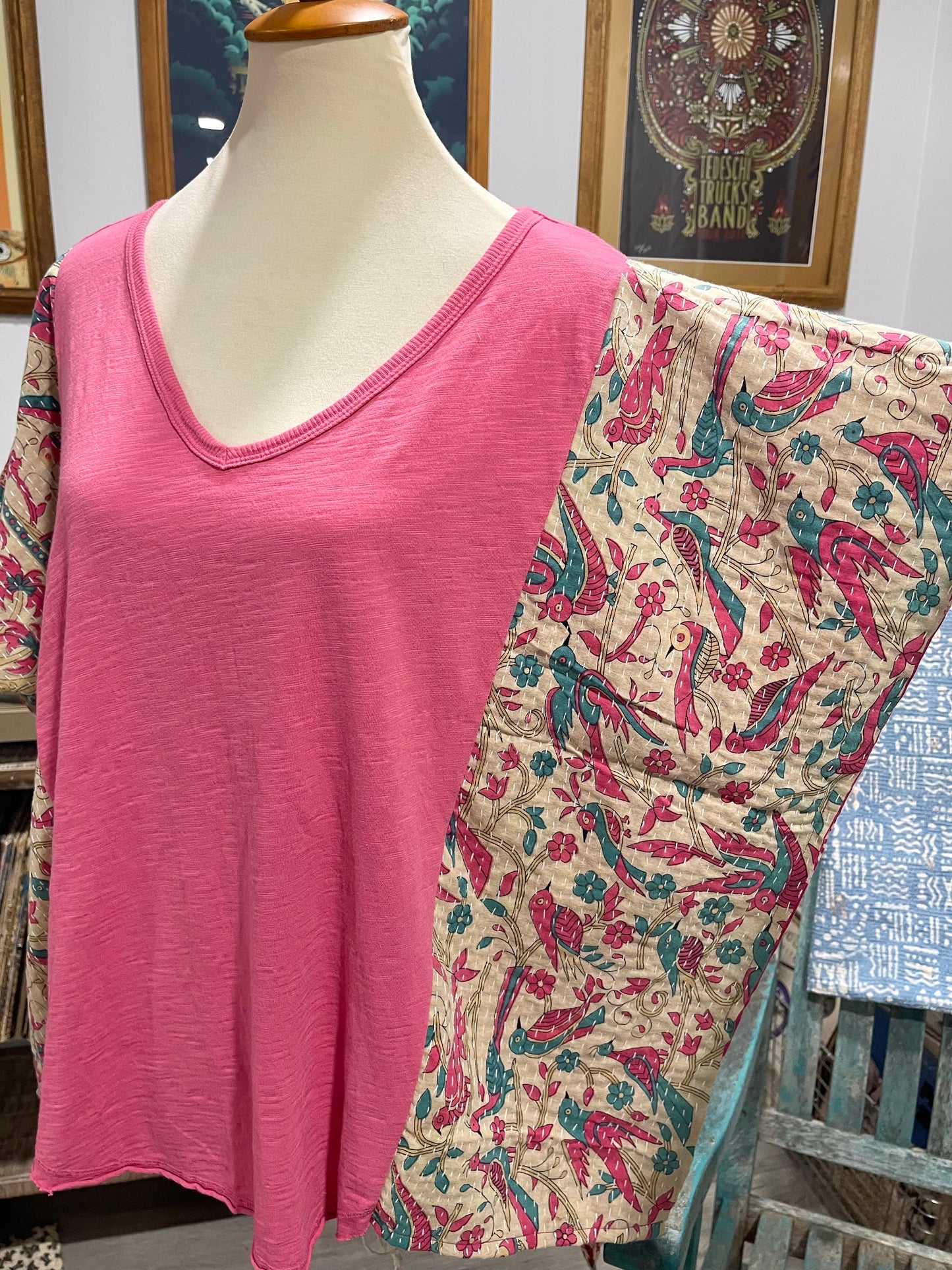 Kantha Top - L/XL (elephants & birds)