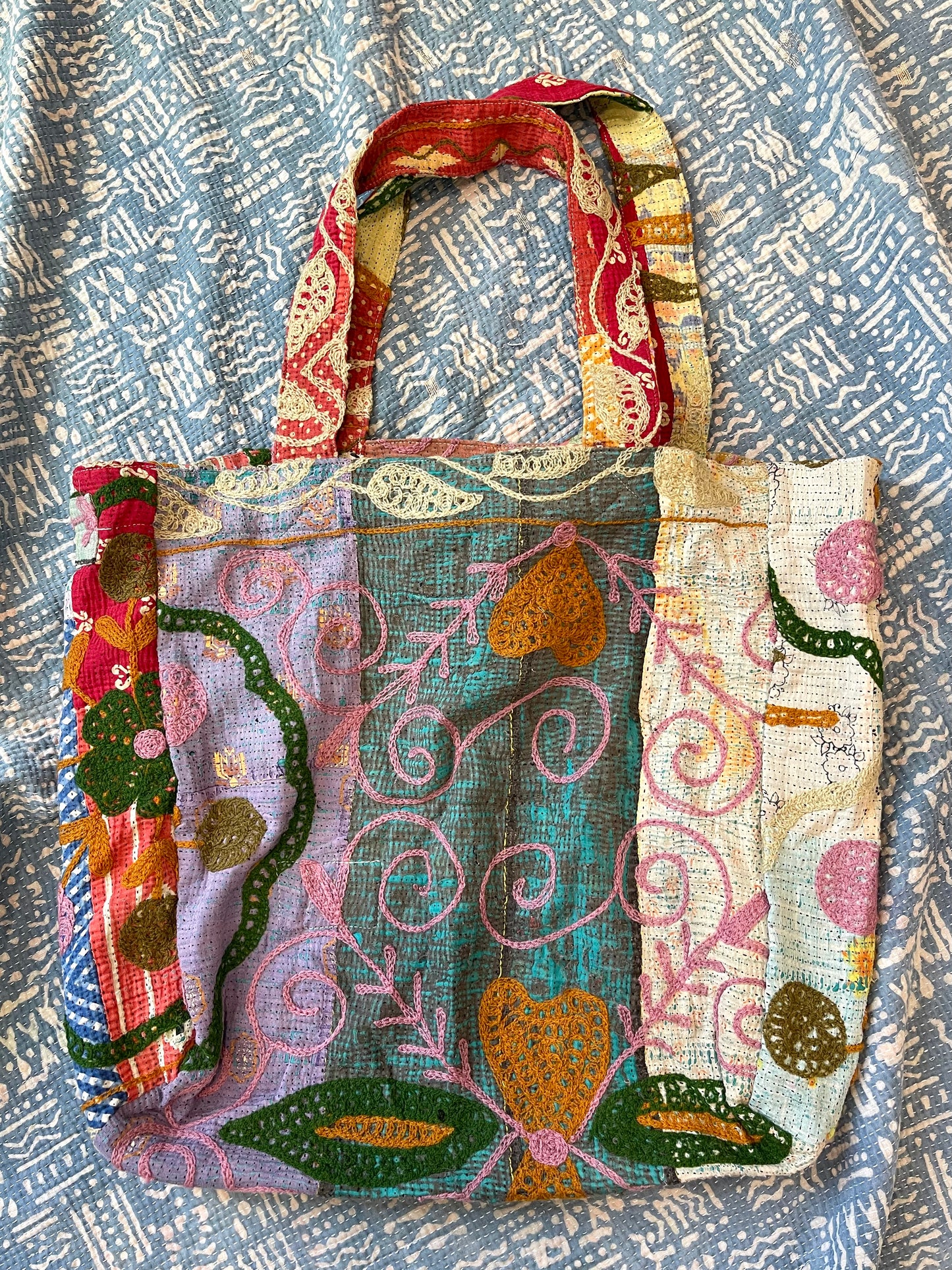 Suzani Embroidered Kantha Tote