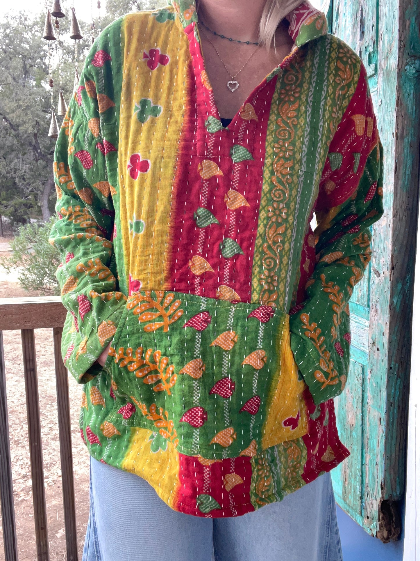 Good Vibes Kantha Hoodie S-L