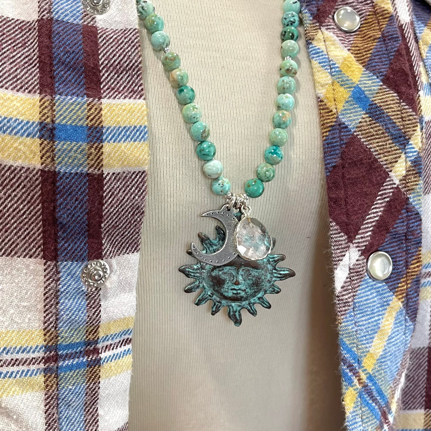OOAK Turquoise Sun Necklace