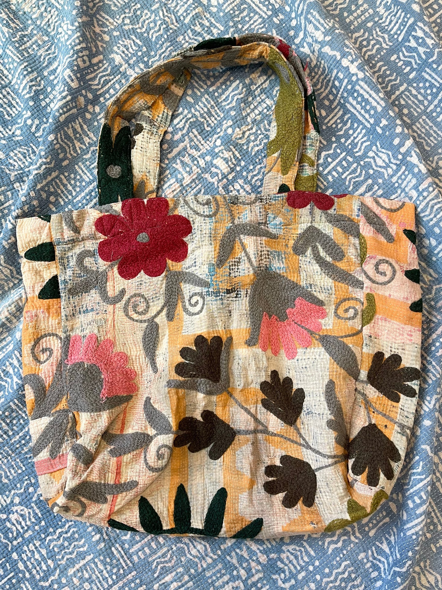 Suzani Embroidered Kantha Tote
