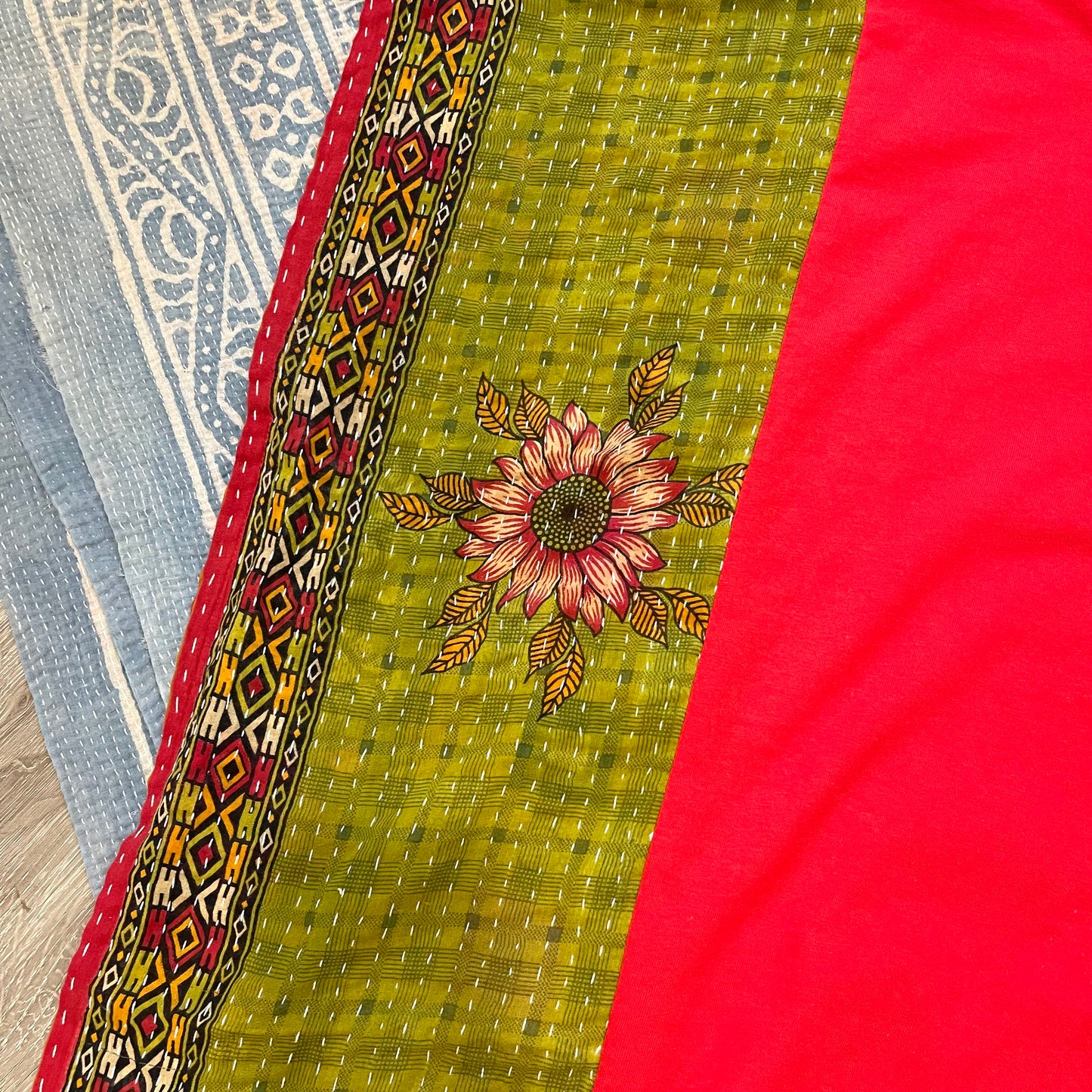 Cotton Kantha Tee (Scarlet) S-XL