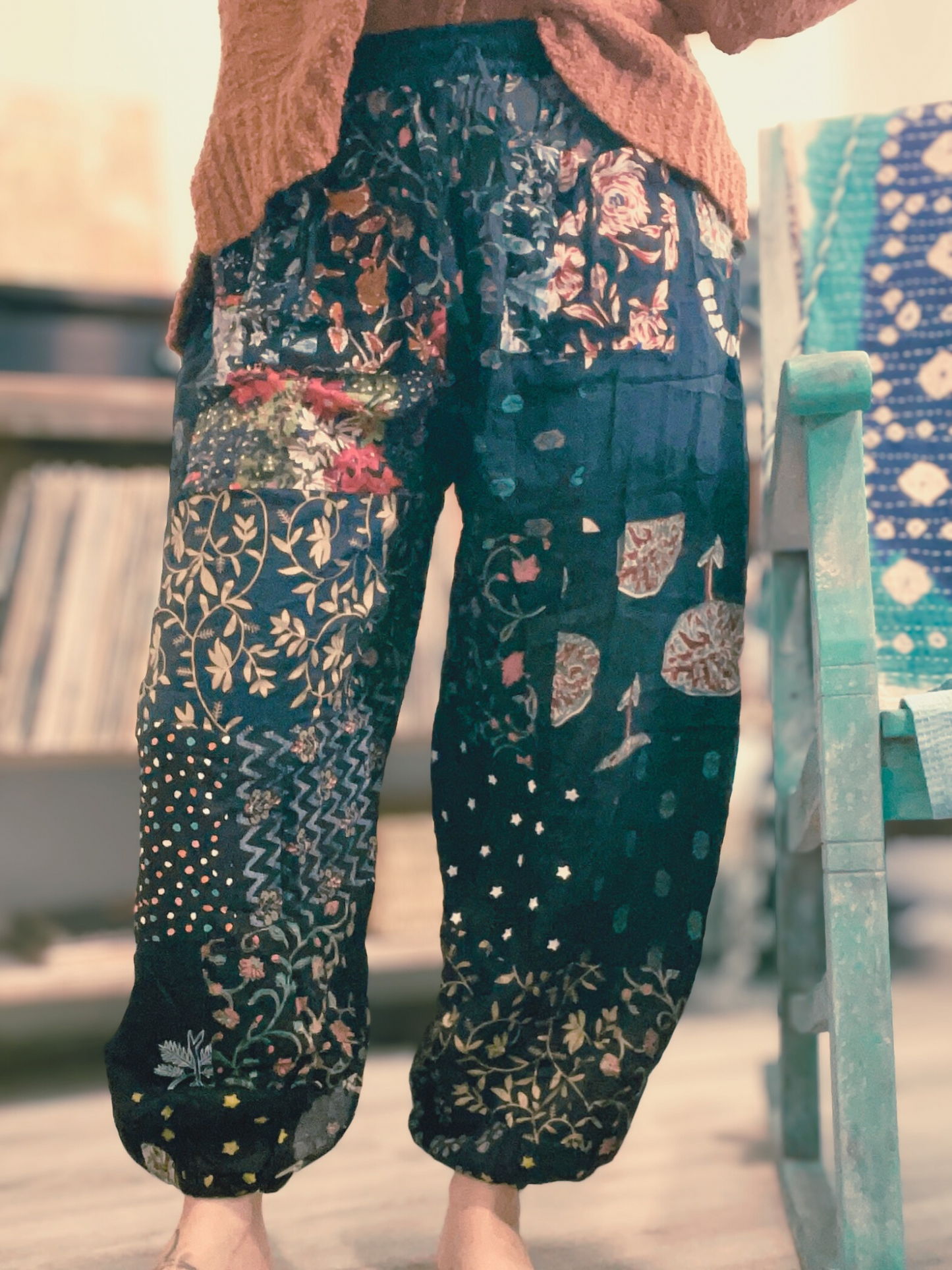 BLACK Patchwork Joggers S-L