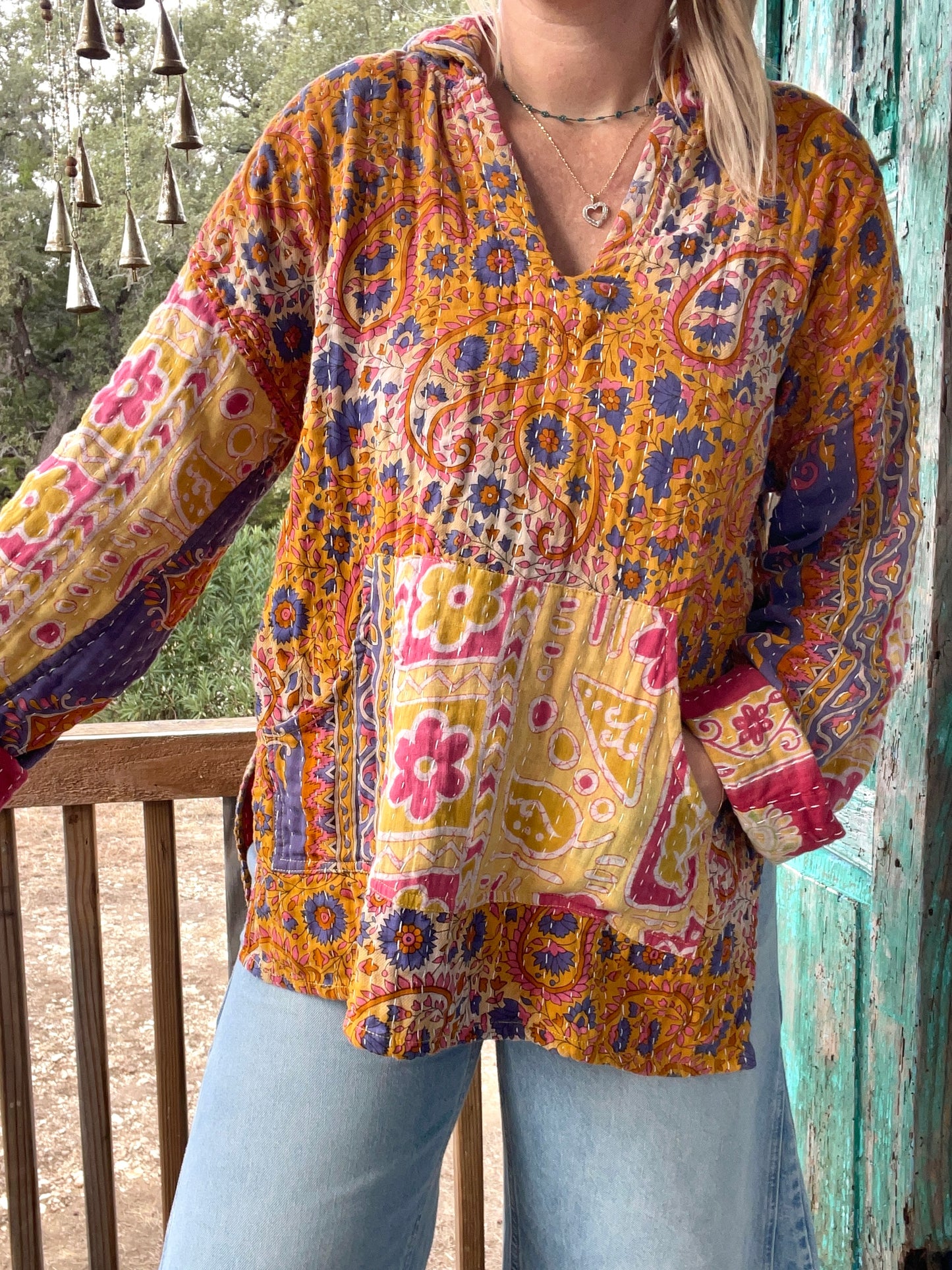 Good Vibes Kantha Hoodie S-L