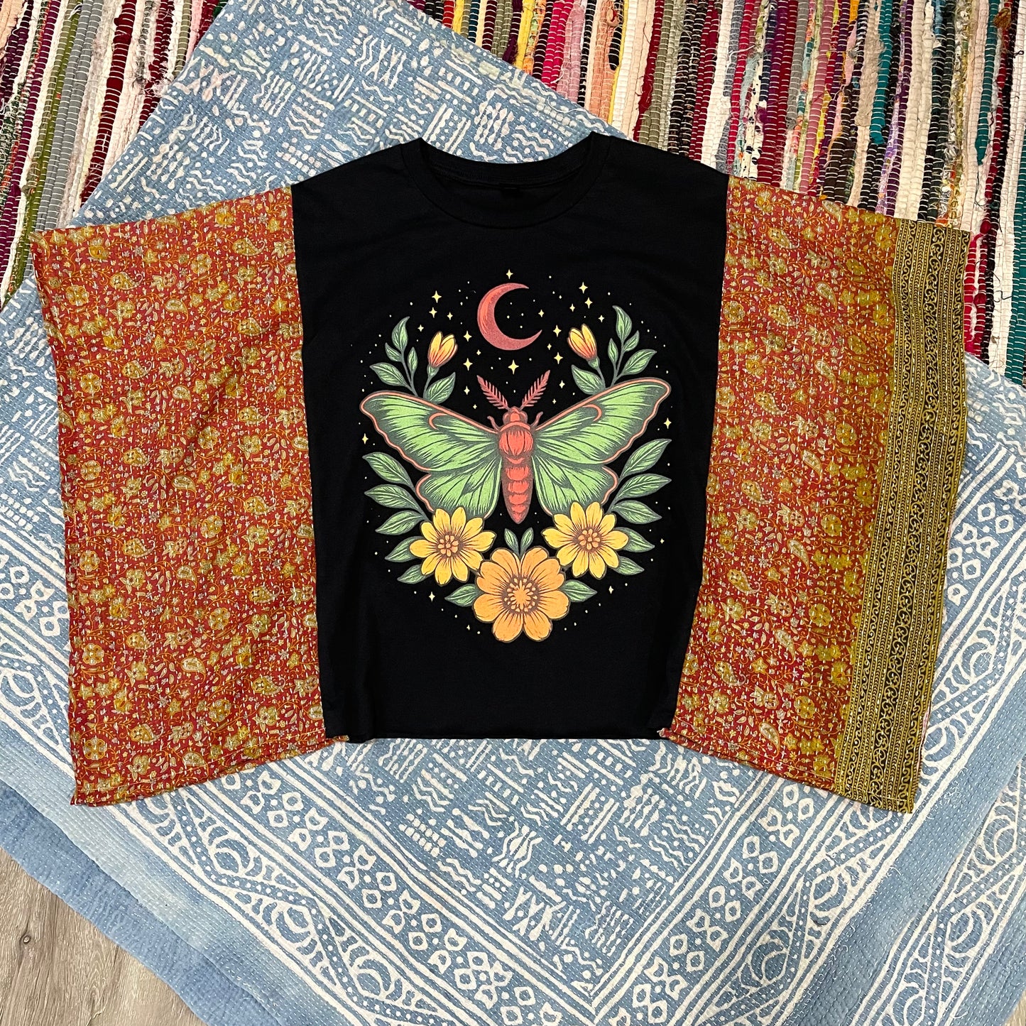 Dreamy Moth Kantha Tee (semi-cropped) S-XL