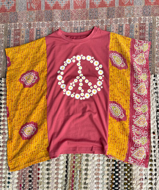 KANTHA PEACE TEE PINK