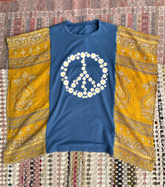 KANTHA PEACE TEE BLUE