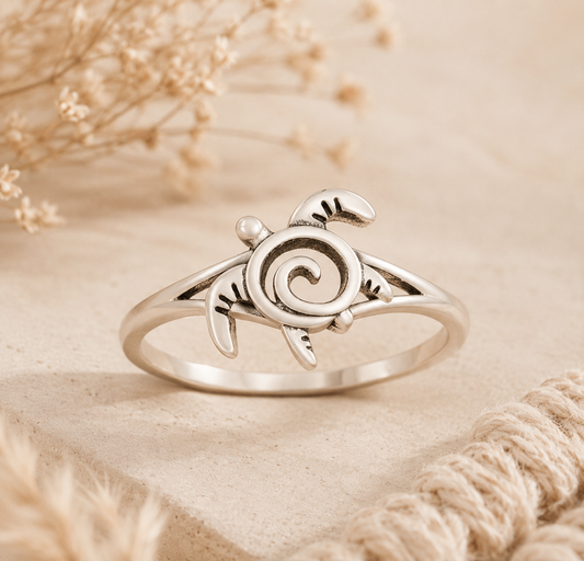 Sterling Tribal Turtle Ring